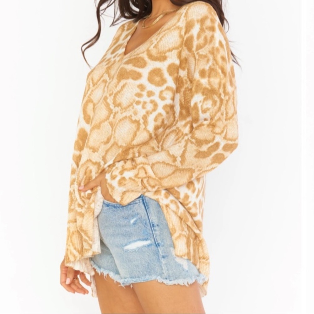 NWT Show Me Your MuMu Cliffside sweater in sandy leopard
